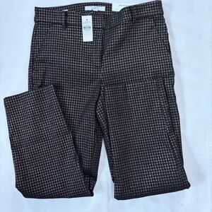 Loft Riviera Slim Pants in a black and gold houndstooth Size 4-6 NWT